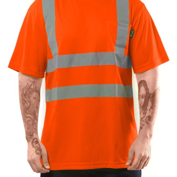 Kolossus |ANSI Class 2 High Visibility Short Sleeve Shirt Orange 3XL NWT - Picture 1 of 5